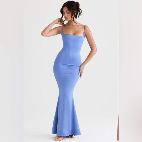 OLIVETTE
PERIWINKLE SATIN CORSET MAXI DRESS - SALE - Picture 3 of 6